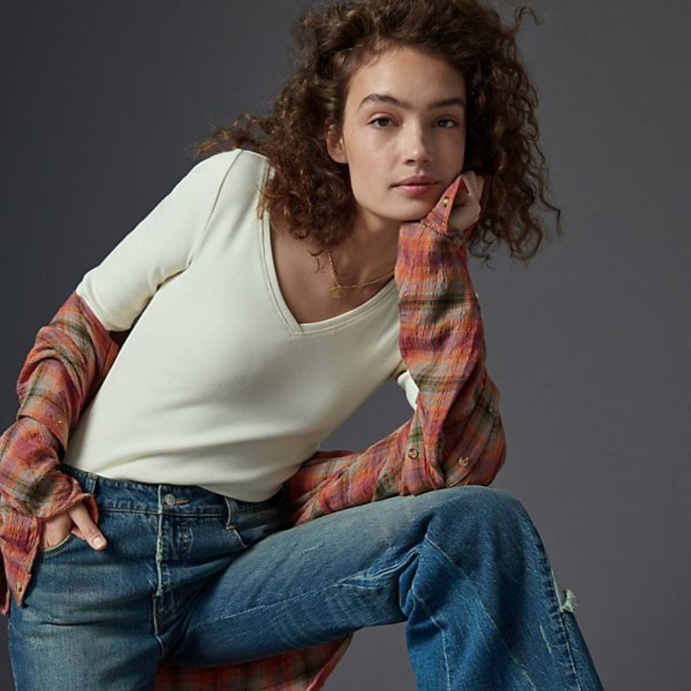 NEW Anthropologie Nora Ribbed Top
